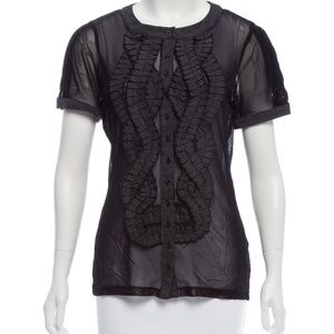 Anne Fontaine Polka Dot Print Mesh Top